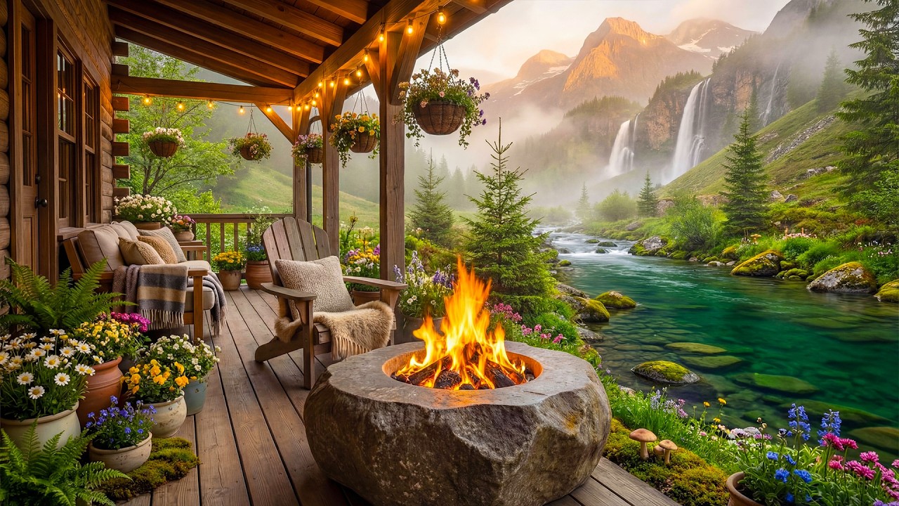 Serene Spring Riverside Retreat 🔥🌲 Cozy Cabin Porch, Fire Pit, Flowing River & Nature Sounds