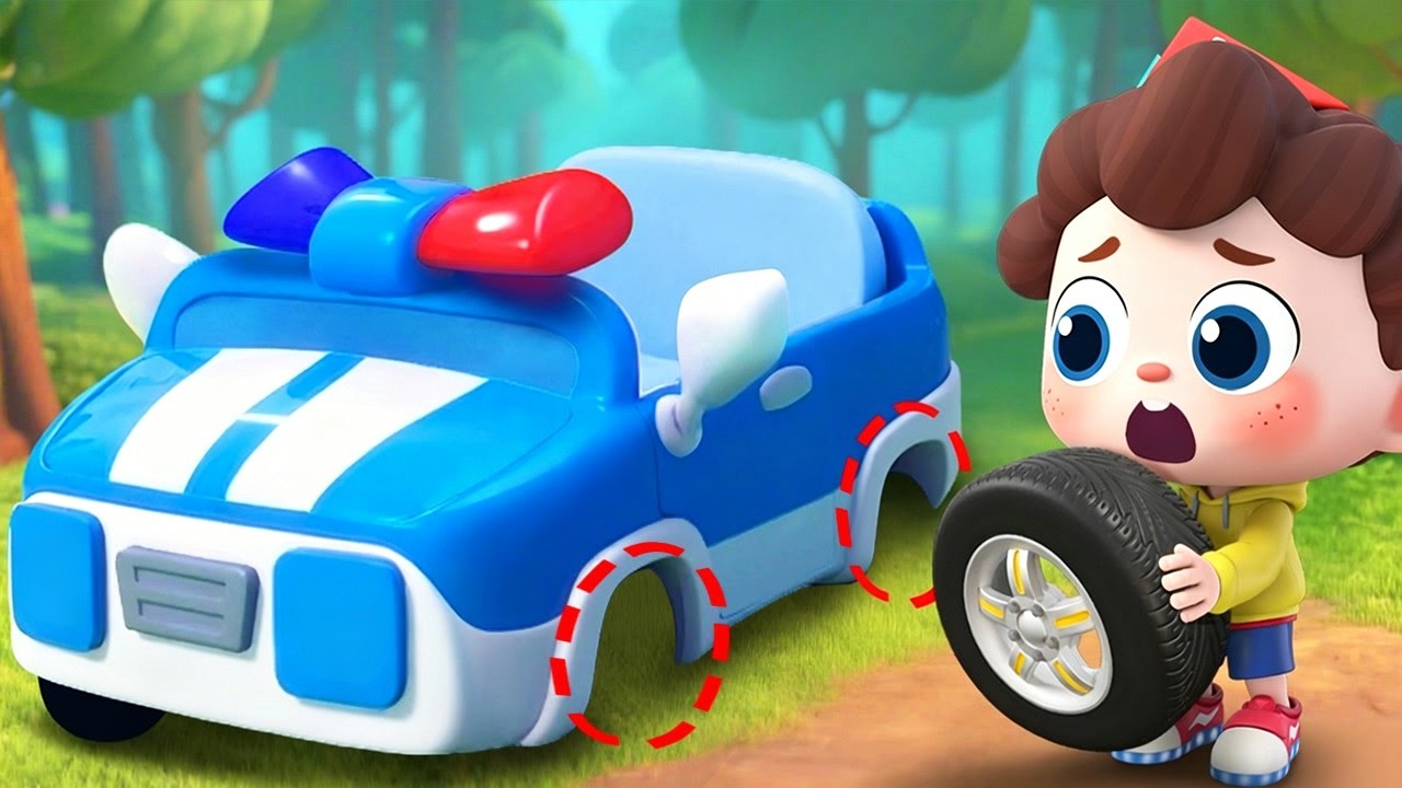 Police Car's Wheels Go Round and Round | Surprise Eggs | Nursery Rhymes & Kids Songs | BabyBus