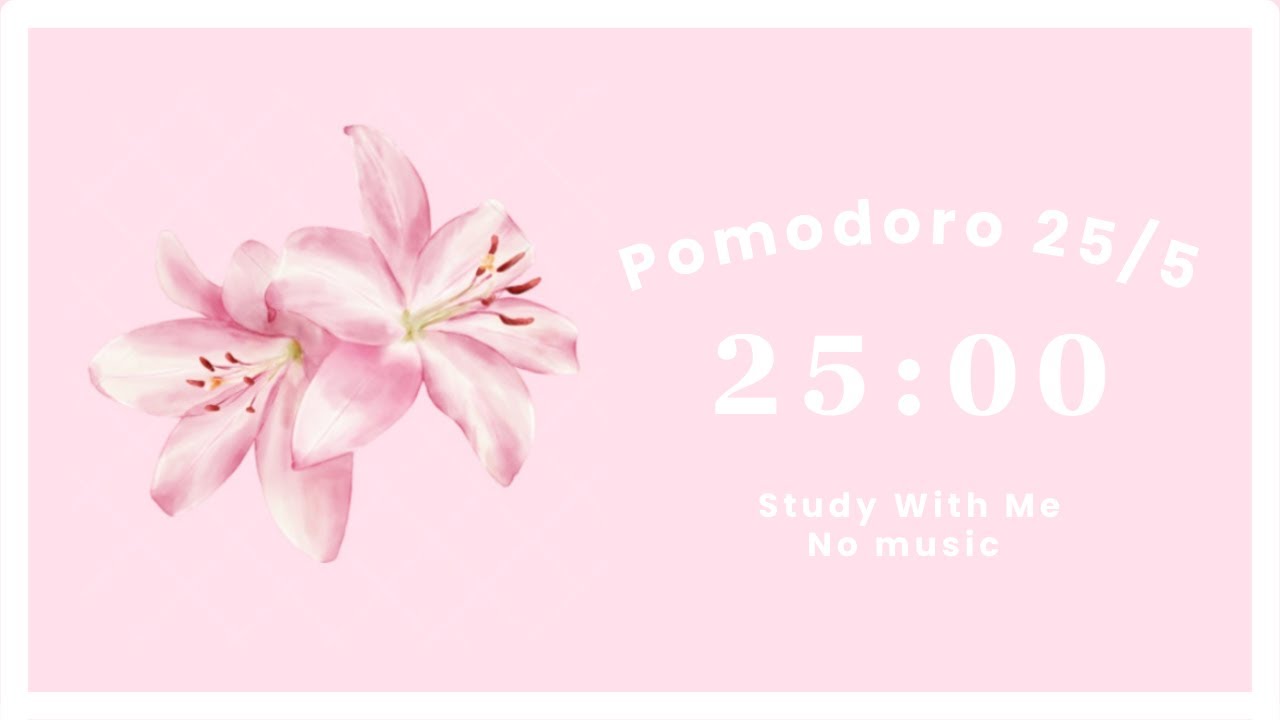 🌸 2 Hour Study Session | Pomodoro 25/5 | No Music