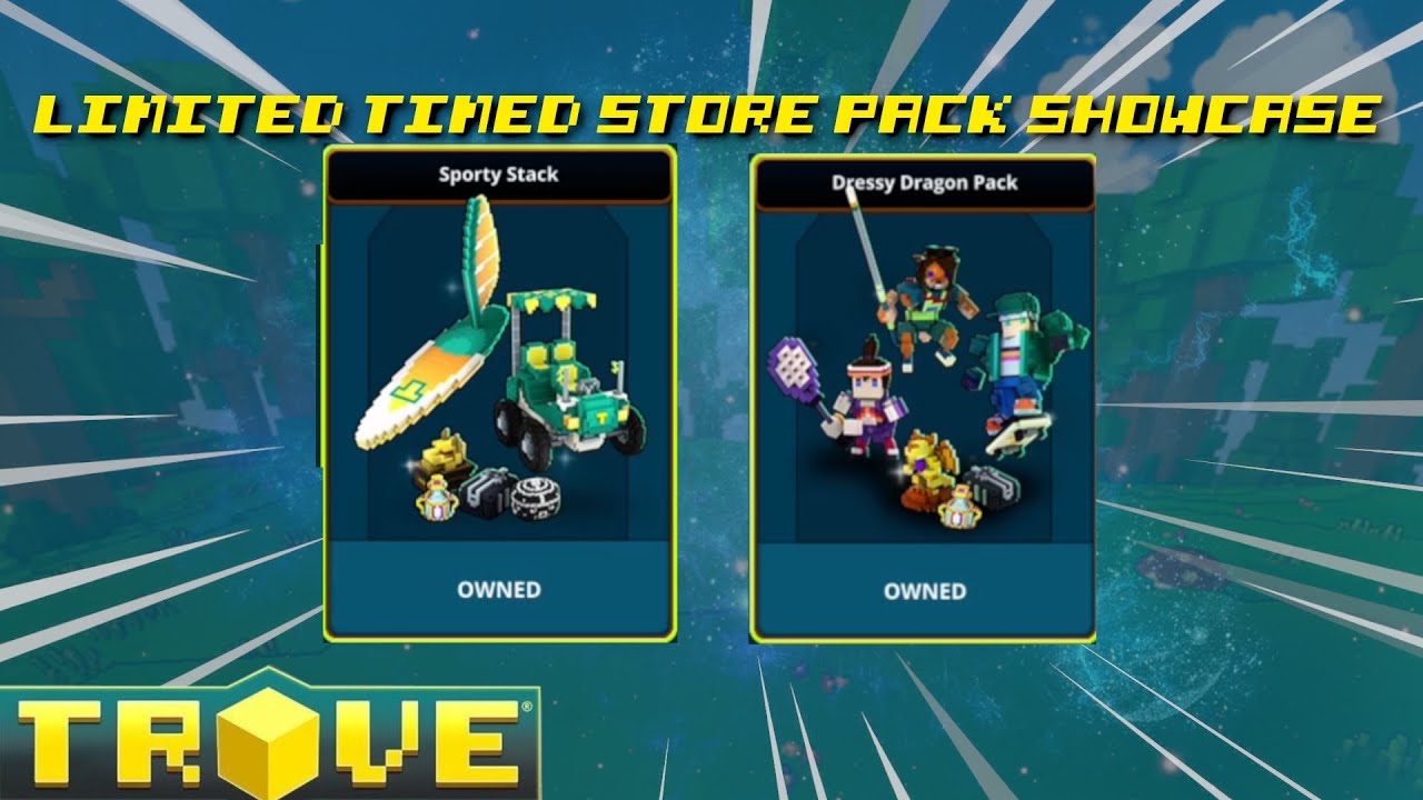 Trove Store Pack Showcase: Sporty Stack and Dressy Dragon Pack! (Extra Packs 2020-21)