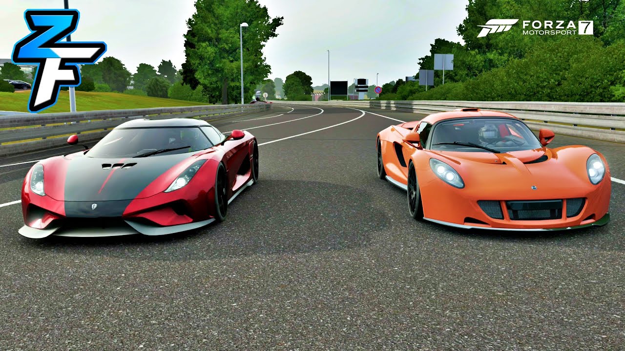 Koenigsegg Regera (maxed) vs Hennessey Venom GT (maxed) Drag Race! | Forza Motorsport 7