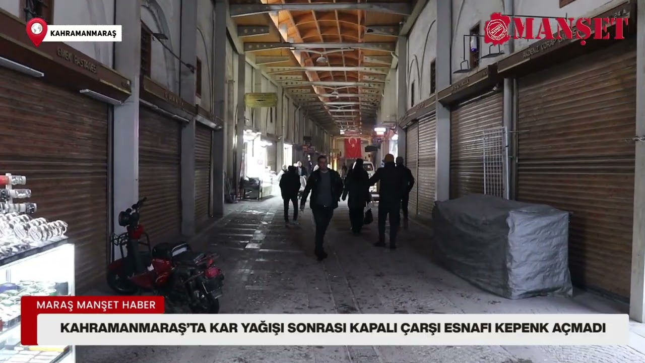 После снегопада в Кахраманмараше владельцы магазинов на Крытом базаре не открыли свои ставни.