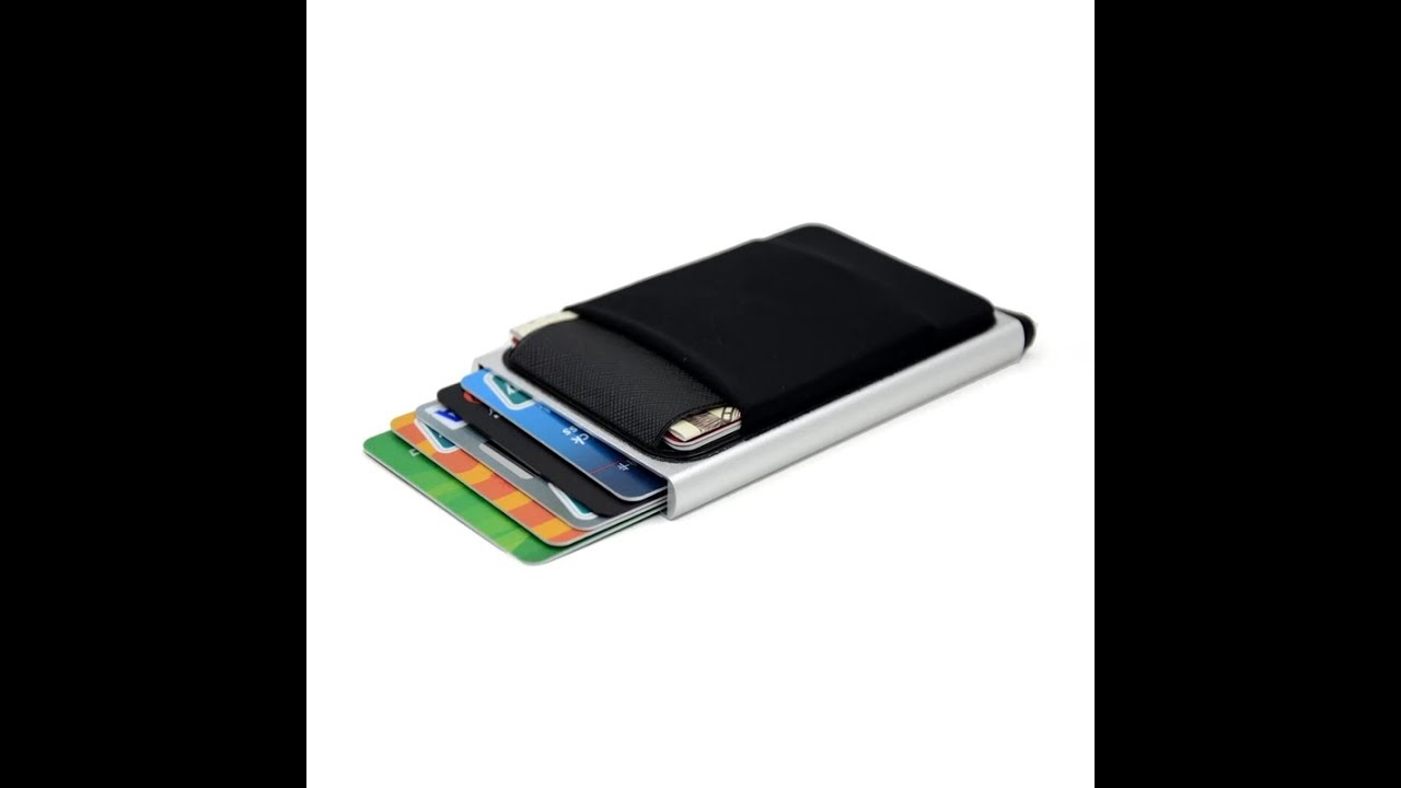 YUECIMIE Slim Aluminum Wallet With Elasticity Back Pouch ID Credit Card Holder Mini RFID Wallet Auto