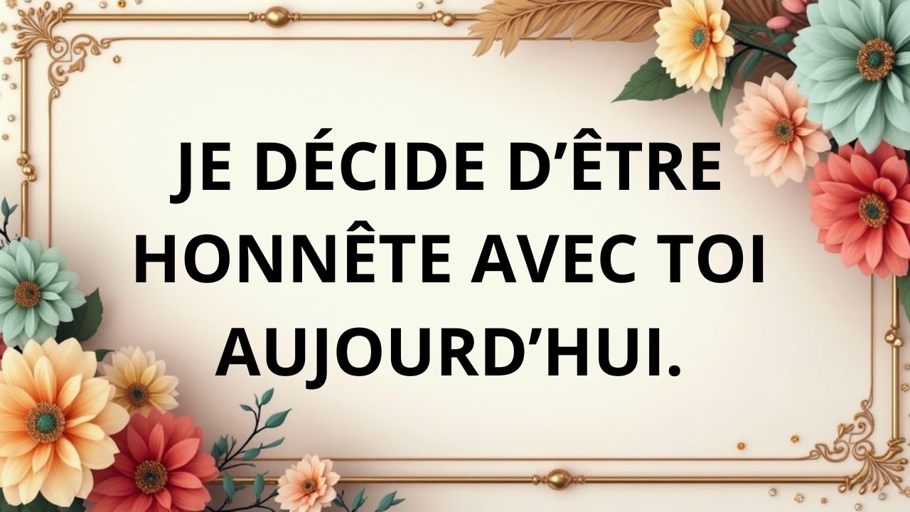Je dois être honnête avec toi aujourd’hui.