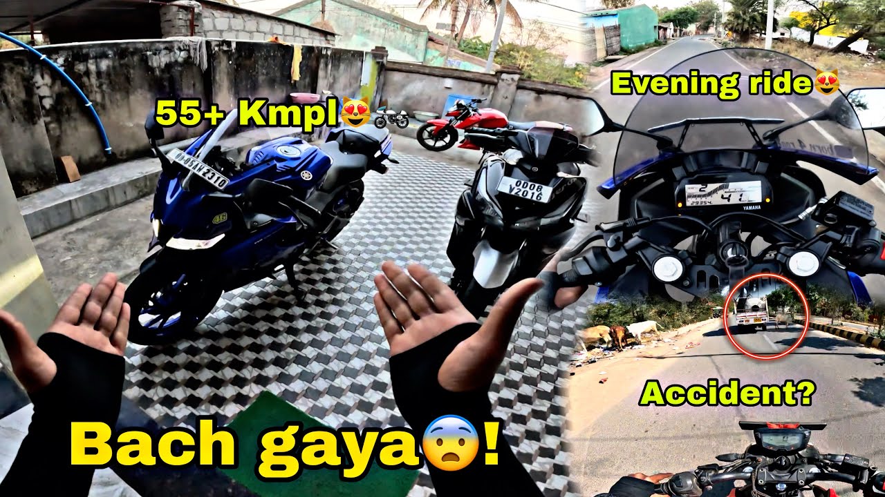 Aaj to accident ho hi jata😳marte marte bacha!!😥Apni R15 55+ mileage😻Evening ride me maja hi aa gaya