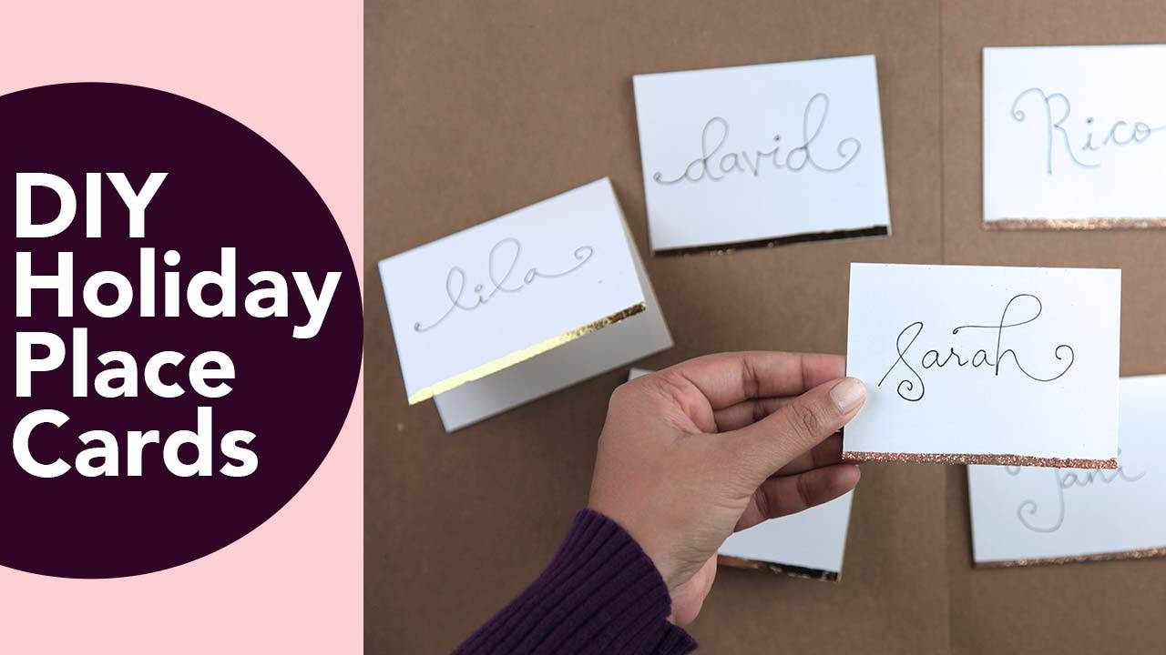 Place Cards,  Holiday or Wedding DIY with gold foil or glitter