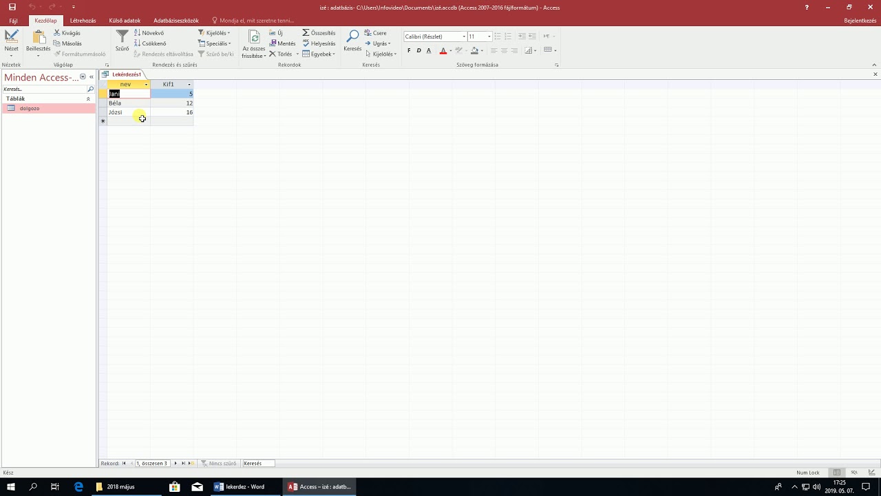 Access lekérdezések 05: Számított mezők
