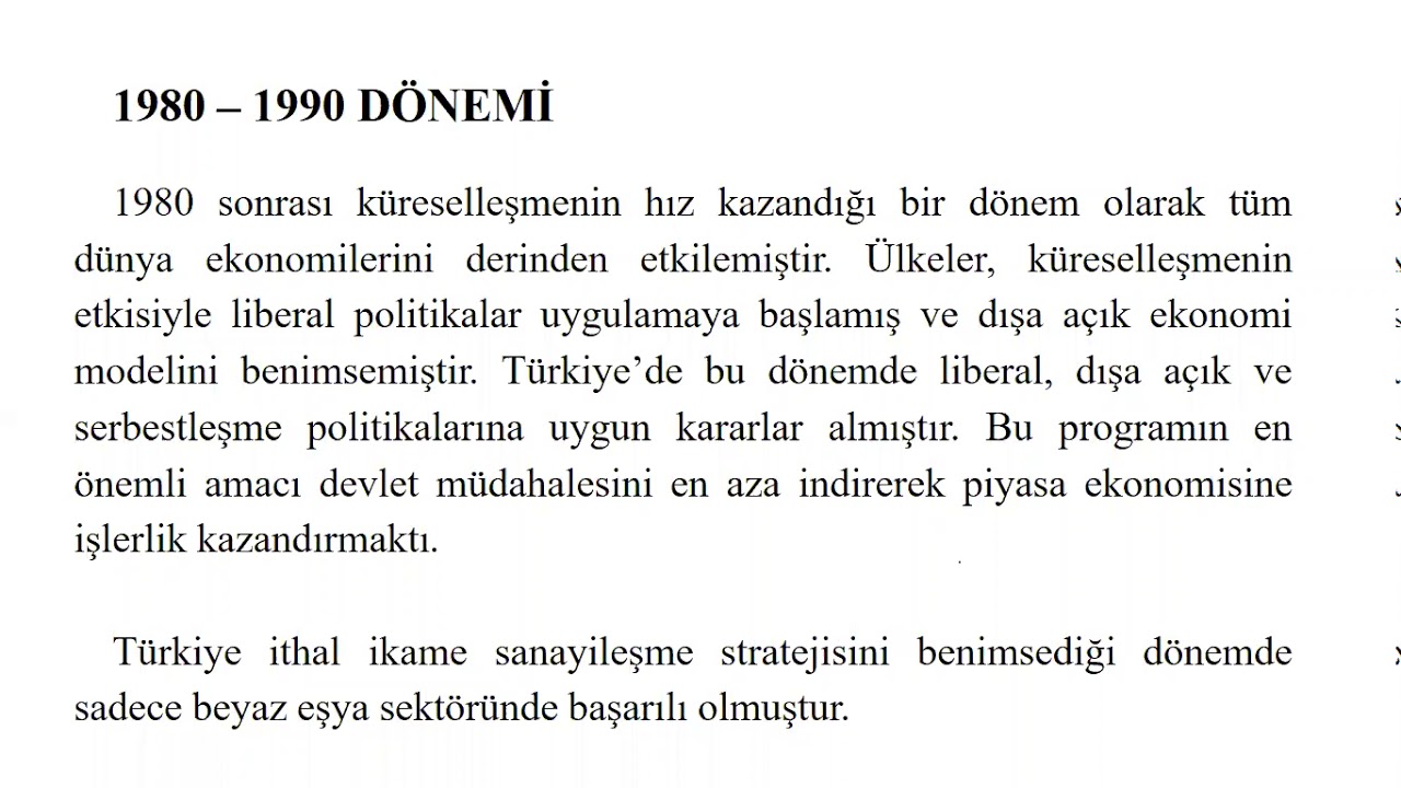 1980 -90 arası Türkiye Ekonomisi
