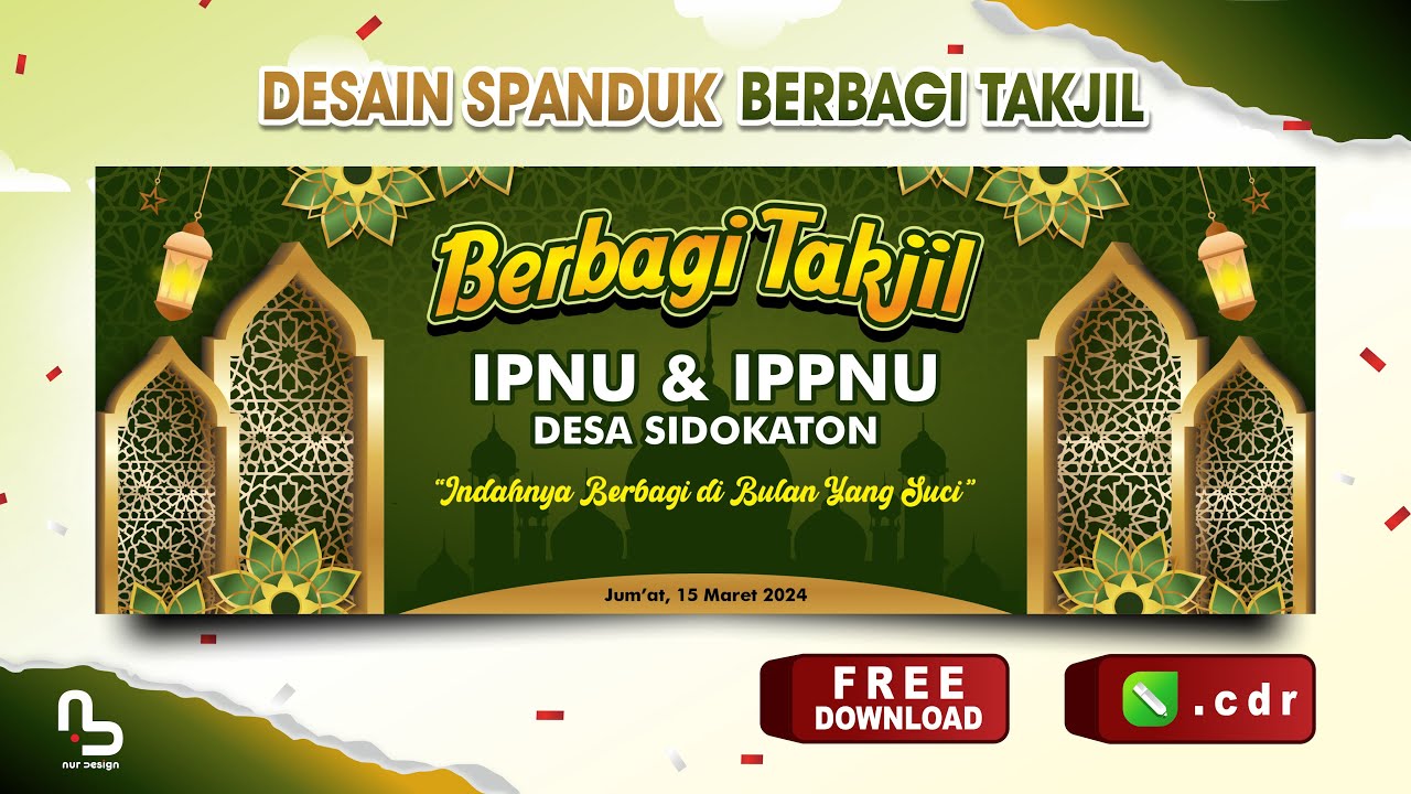 Desain Spanduk Berbagi Takjil Ramadhan (Free CDR) - Spanduk Ramadhan - #nurdesigns