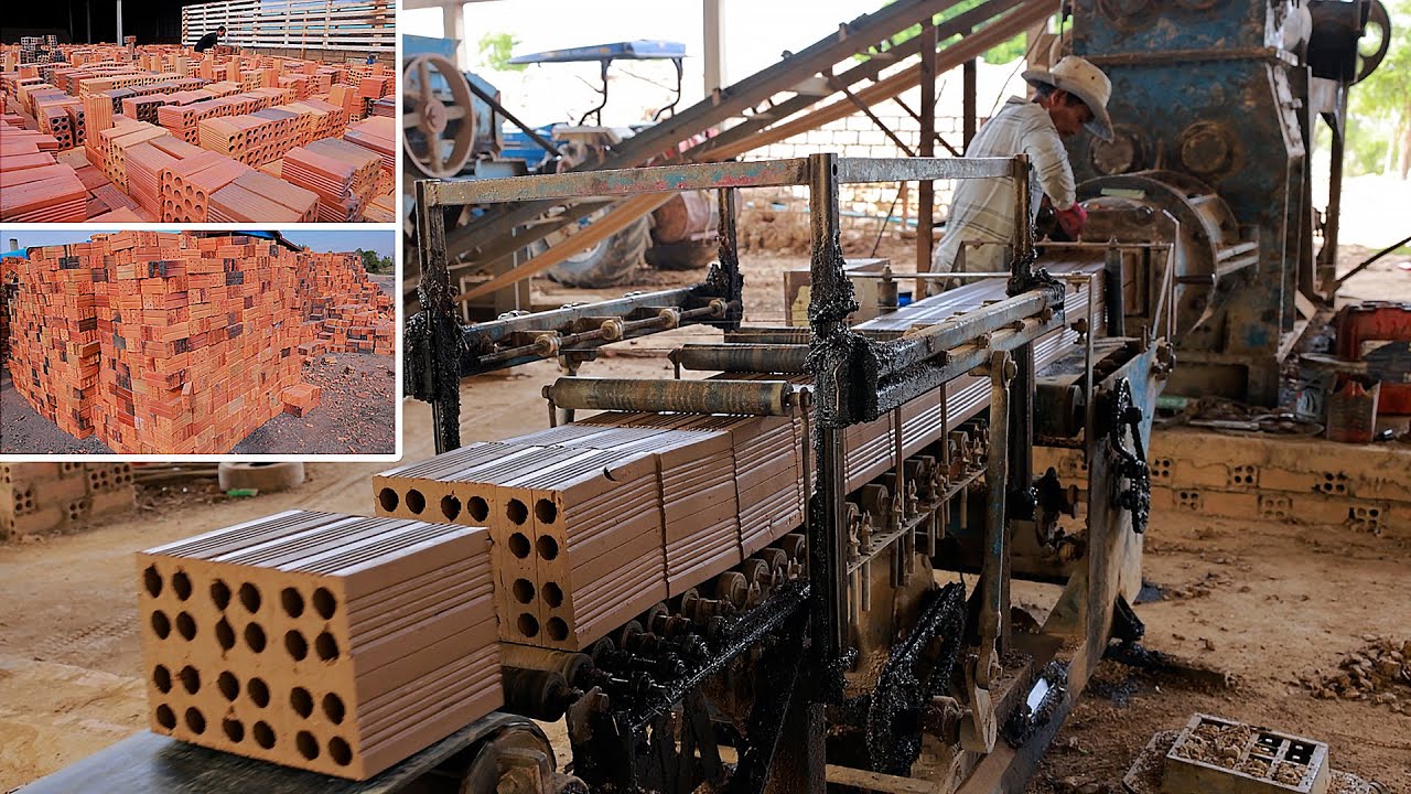 Hollow Brick Making Processing  - Automated Hollow Brick Factory In My Village