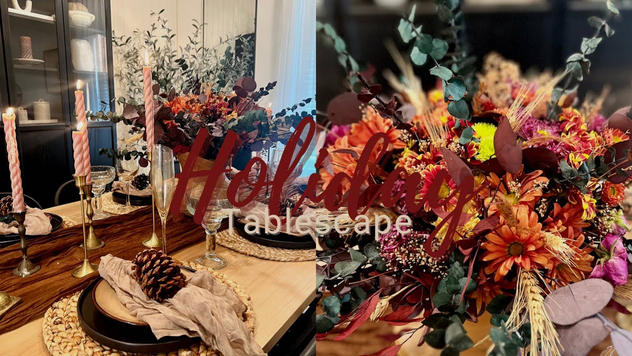 Holiday Tablescape/ Affordable Holiday Tablescape/ Holiday Decorate With Me/Thanksgiving