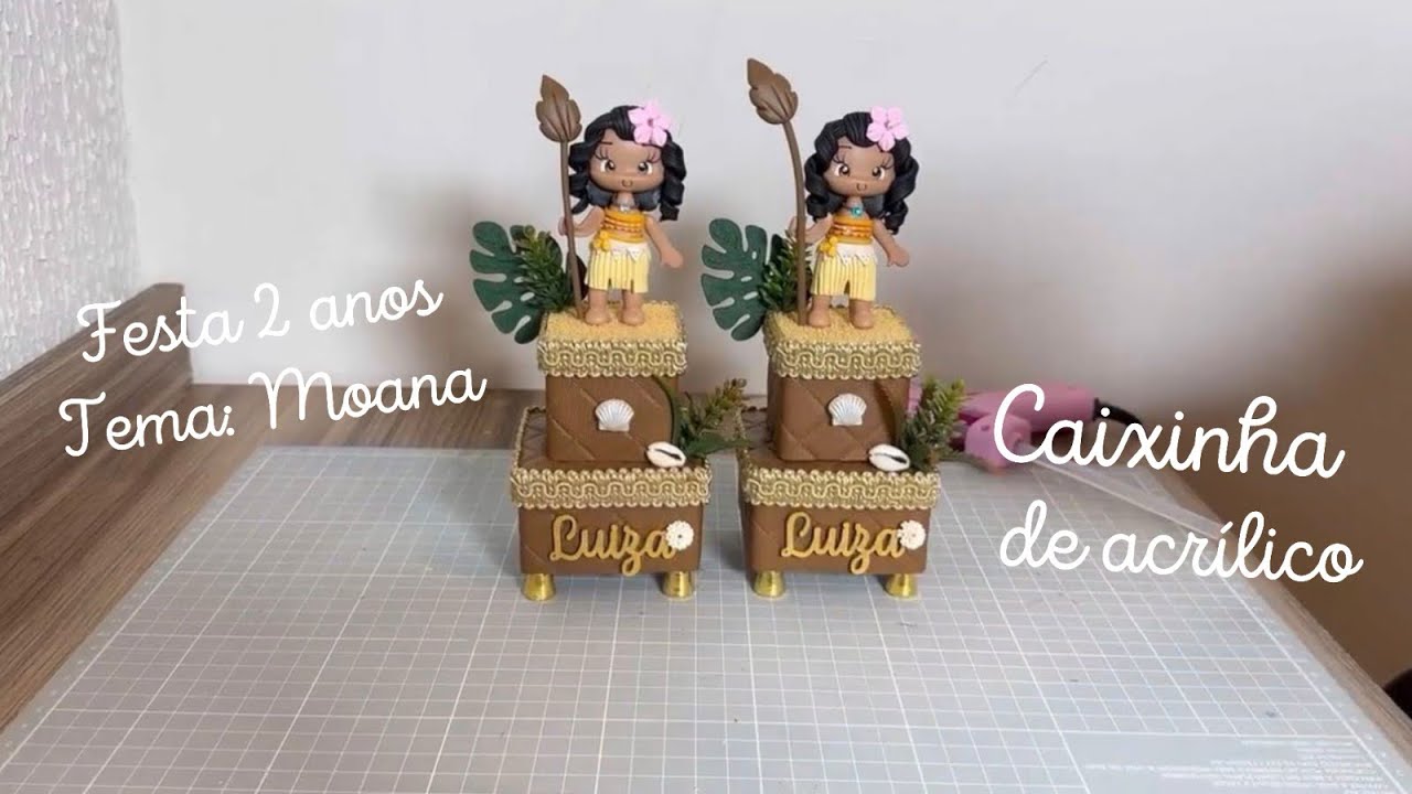 Fazendo Personalizado de Luxo da festa da Luiza, tema Moana - Caixinha de acrílico