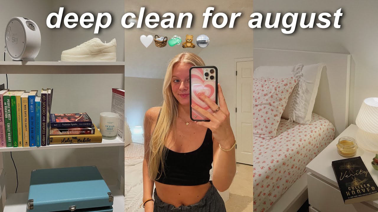 DEEP cleaning my room for August! **Reorganizing & decluttering** 🧡