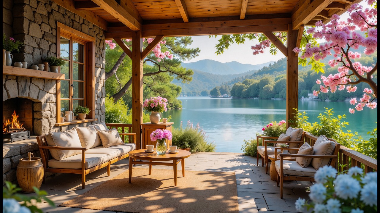 Peaceful Morning on the Lakeside Balcony☀️relaxing Piano Music for Studying