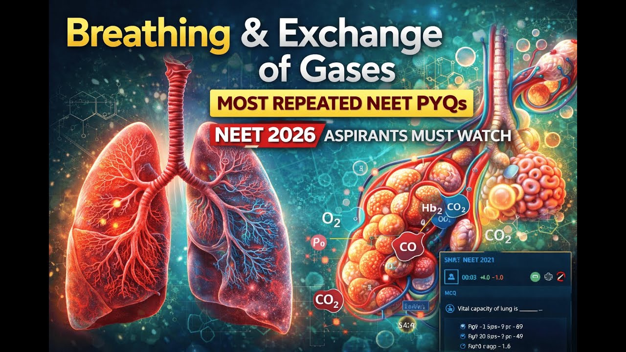 Breathing & Exchange of Gases – Most Repeated NEET PYQs | NEET 2026 Aspirants Must Watch 🔥