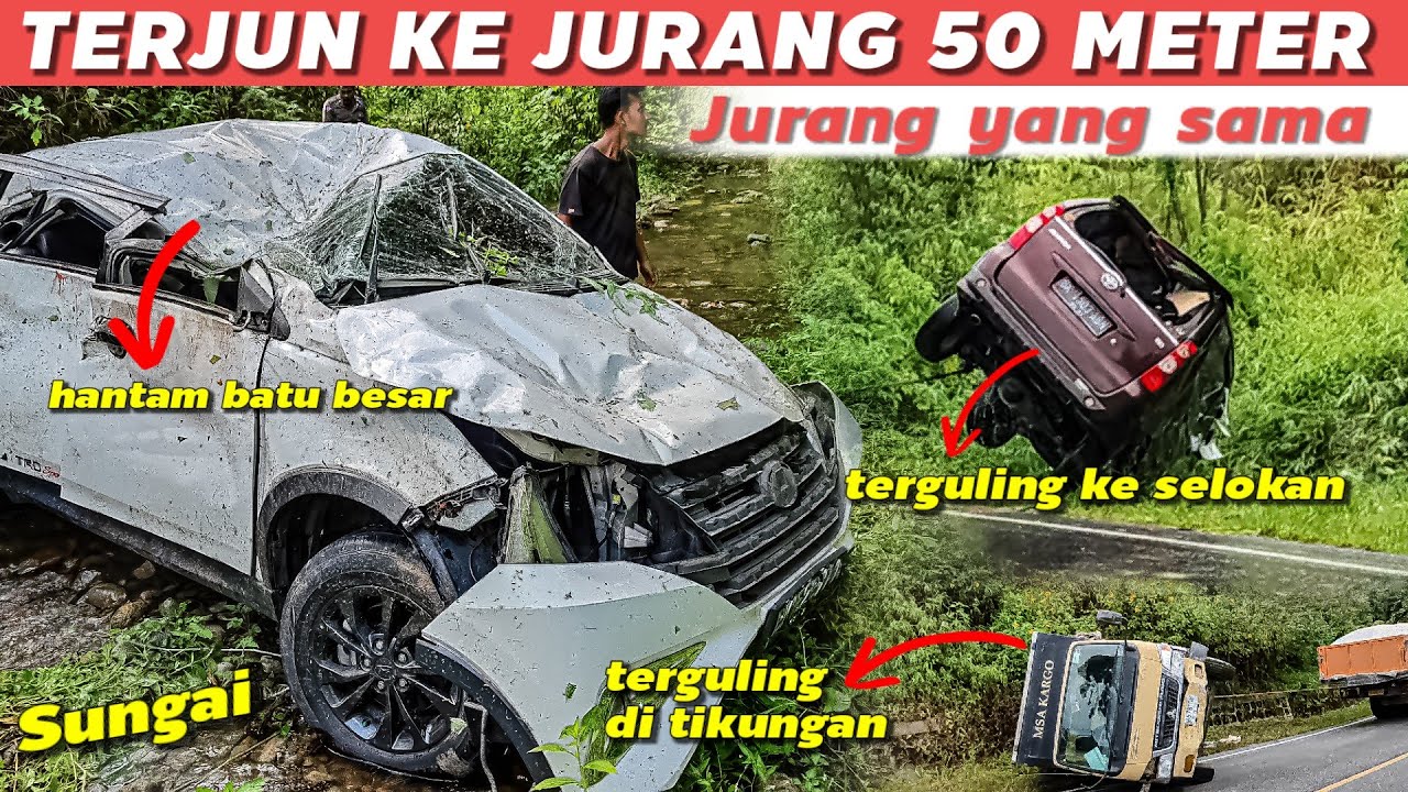 ATAP MOBIL GEPENG SETELAH TERJUN KE DALAM JURANG | MOBIL NYARIS TAK BERBENTUK
