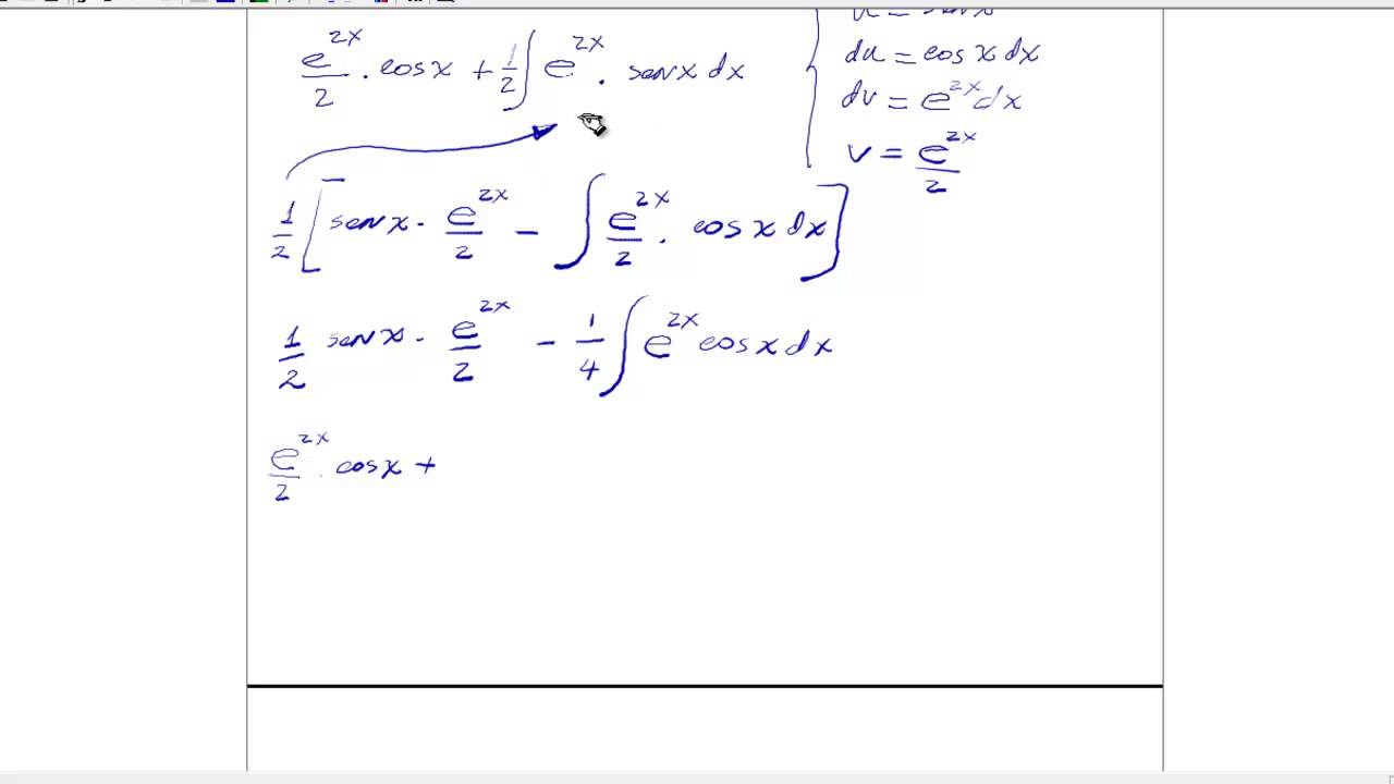 Integración por Partes (e^2x)*(cos x)