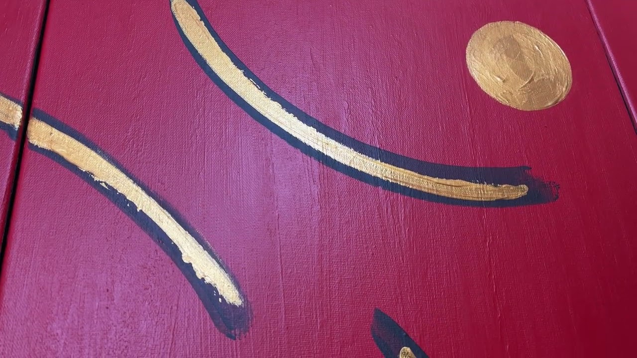 Golden moon painting in acrylic