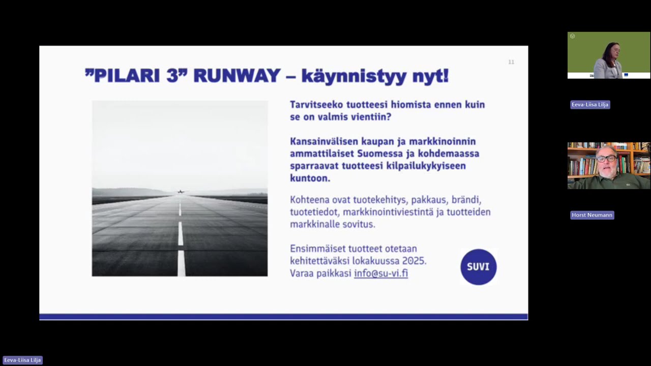 Suomen elintarvikevientiyhdistys SUVI ry:n ja RUNWAY-palvelun esittely