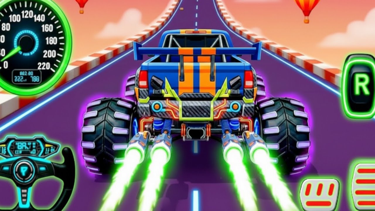 Mega Ramp Monster Car Racing 3D - Extreme Car Stunts -Android Gamepla #MegaRamp #3DGames #CarRacing 