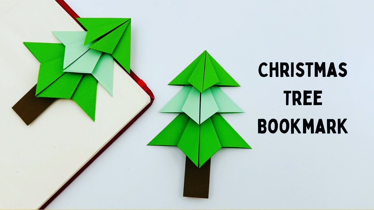 DIY Paper Christmas Tree Corner Bookmark / Bookmark Making / Origami Bookmark / Paper craft