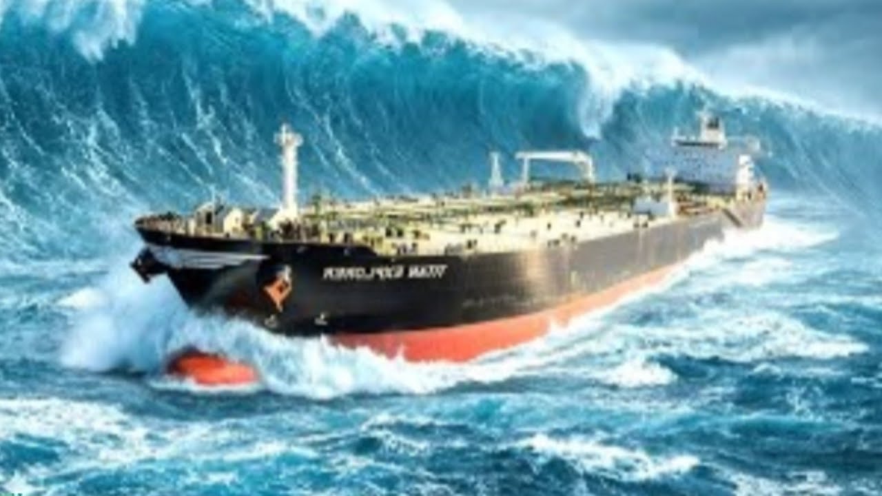 Mega Tsunami Slams Super Giant Oil Tanker | Ultra Realistic Ocean Disaster Simulation (AI VFX)