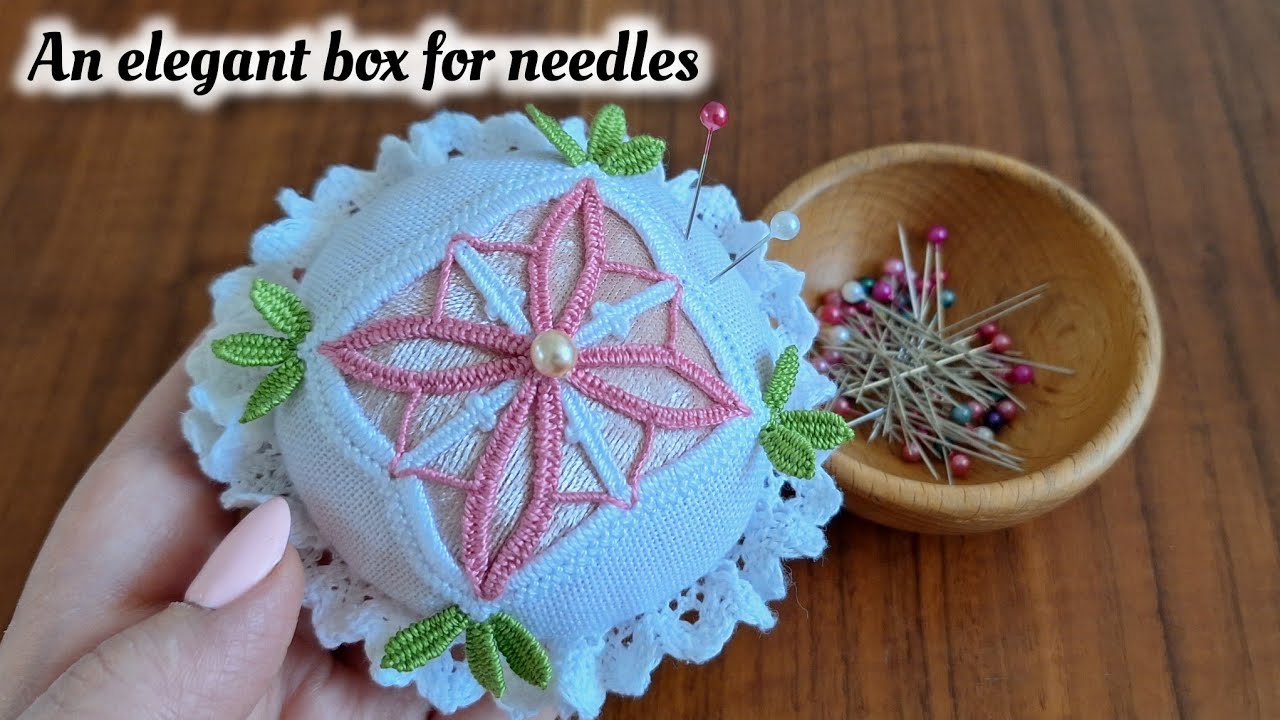 Hand embroidery 🪡 : Create a beautiful hardanger pincushion and an elegant box, diy stitch tutorial
