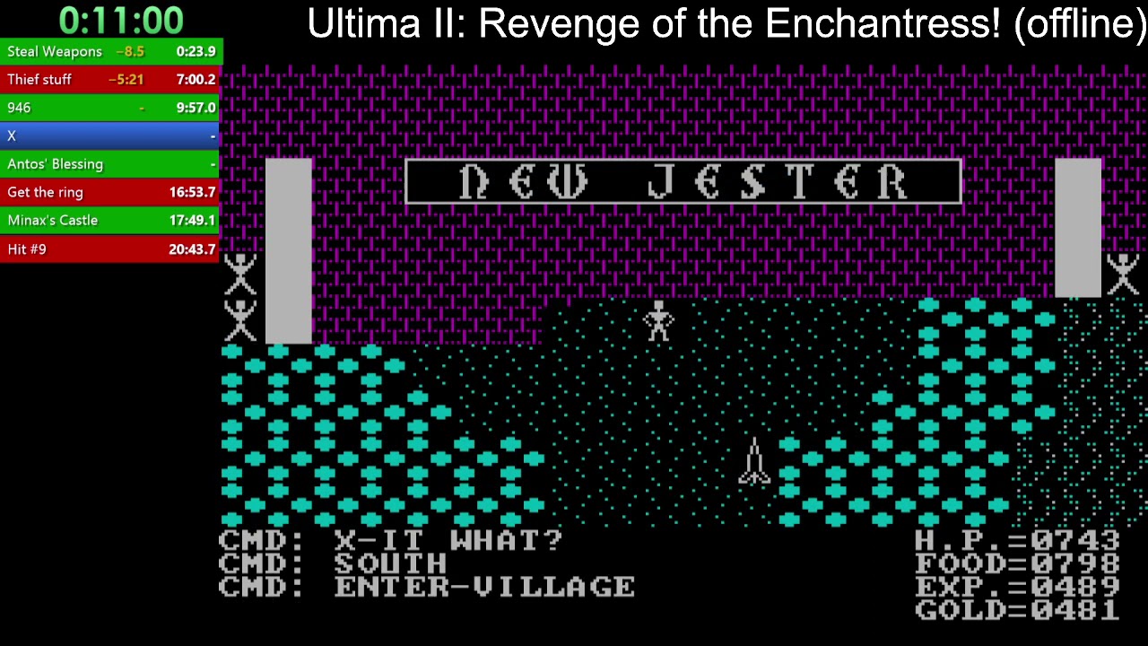 Ultima II speedrun 18:47 (2021 09 19 WR!) no sound, no commentary, just video