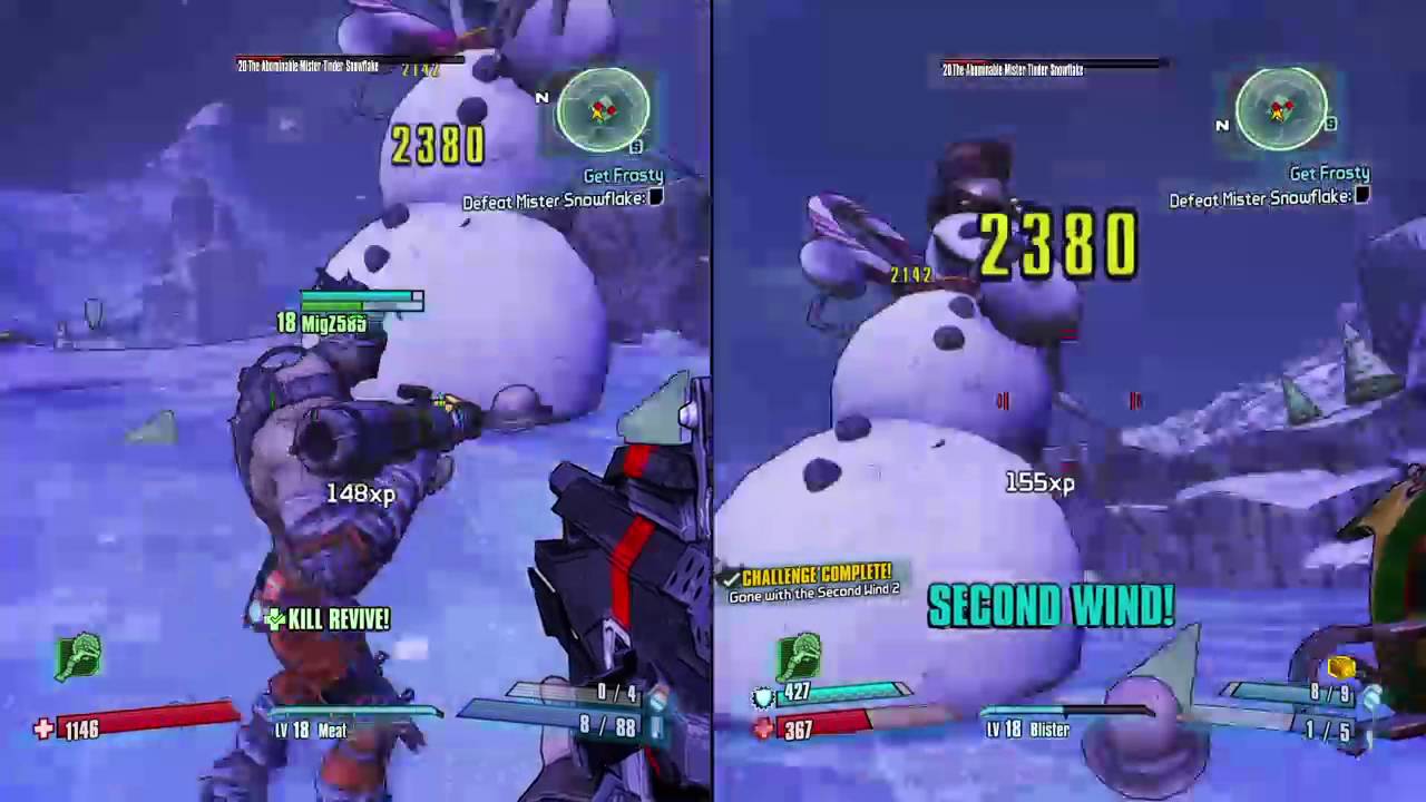 borderlands 2 no shield run an shotguns only for player 1