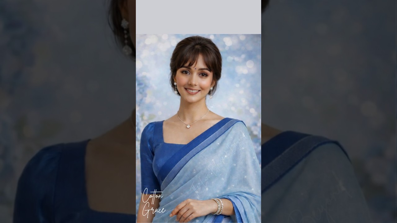 Elegant Pastel Blue Cotton Saree Blouse | Square Neck Elbow Sleeve Design | Simple & Classy Look💙