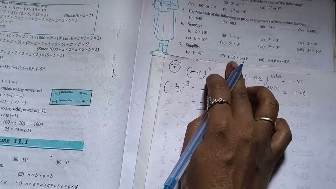 Exponents and powers (class 7) exercise 11.2
