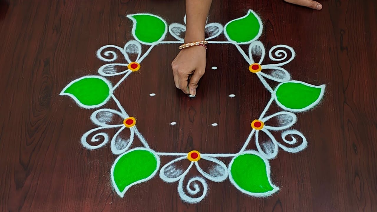 5×3dots ugadhi special rangoli🌷|easy ugadhi muggulu🌷|pandaga muggulu|easy rangoli#Rang Kaa Rangoli
