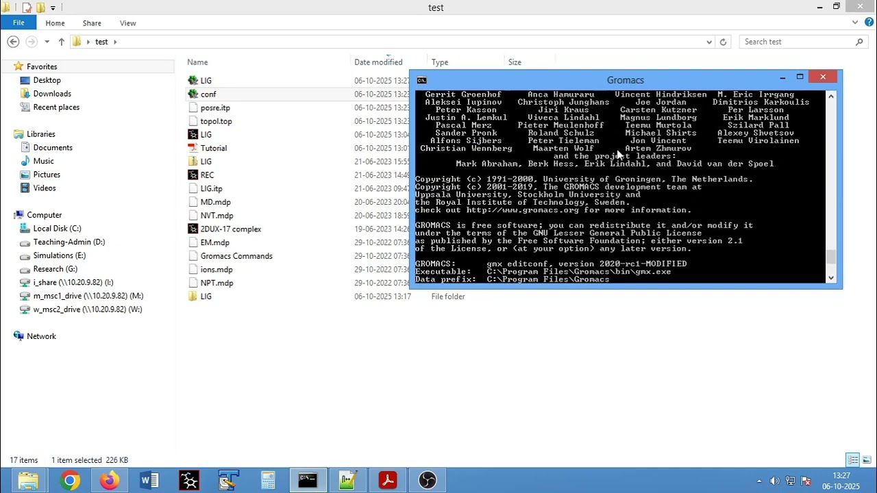 Gromacs on Windows 1- Setting up the simulation and editing the topologies