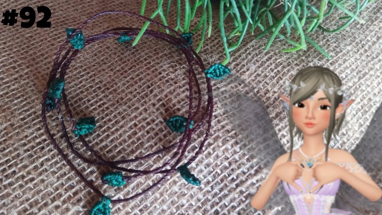 Tornozeleira folhas de macramê por Tati Art's