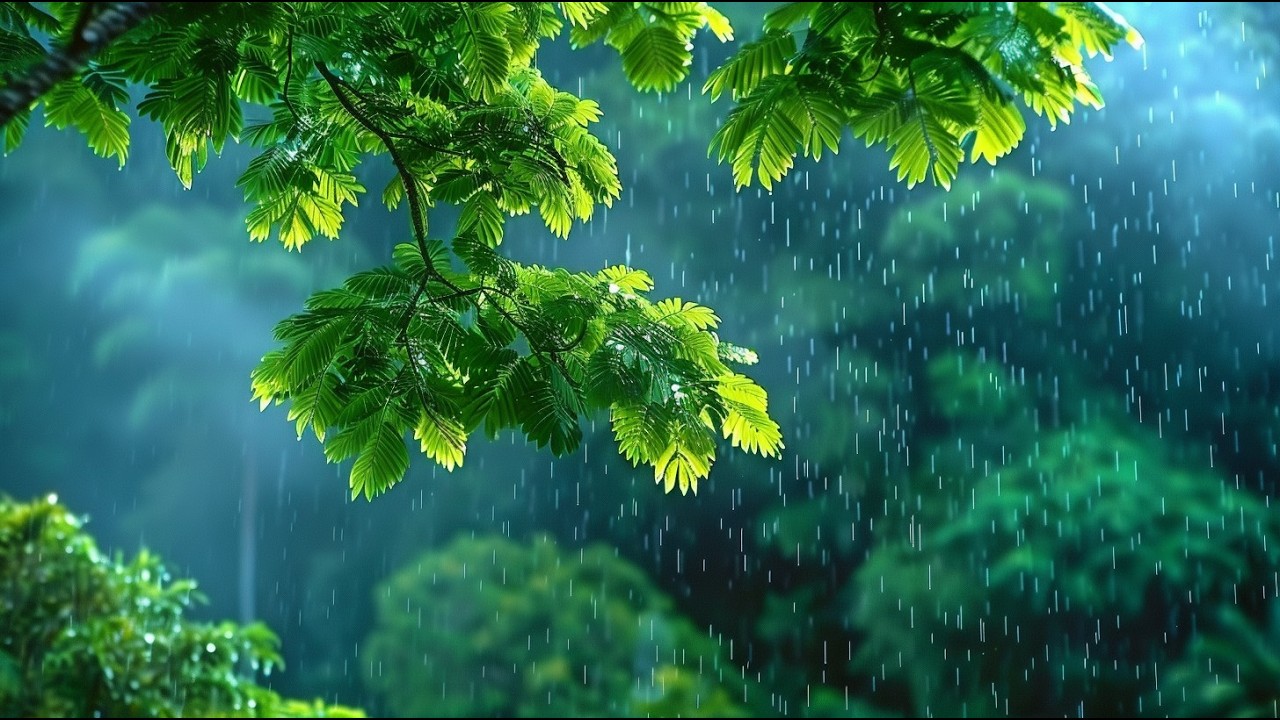 Rainstorm Sounds for Relaxing and Deep Sleep 😴 10 Hours of Night Rainfall for Restful Comfort