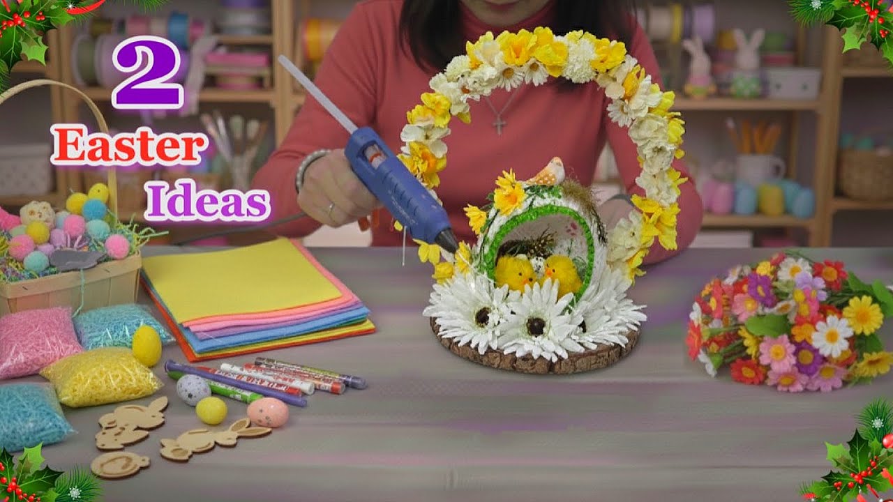 2 новые идеи для пасхальных центральных композиций своими руками из обычных материалов, имеющихся...