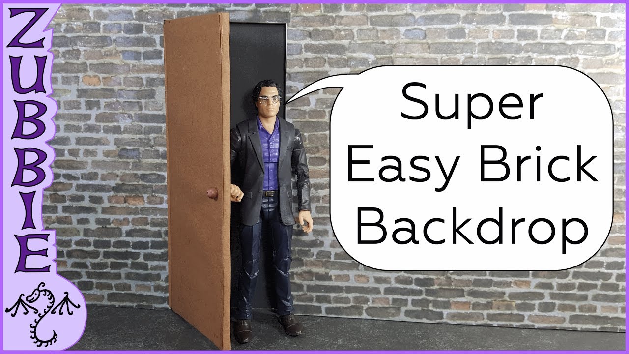 DIY Cheap & Easy Brick Wall & Door Backdrop for 1:12 scale Action Figures & Other Toys