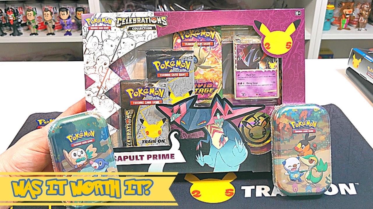 Pokemon 25th Anniversary Celebrations: Dragapult Prime V Collection Box + Two Mini Tins