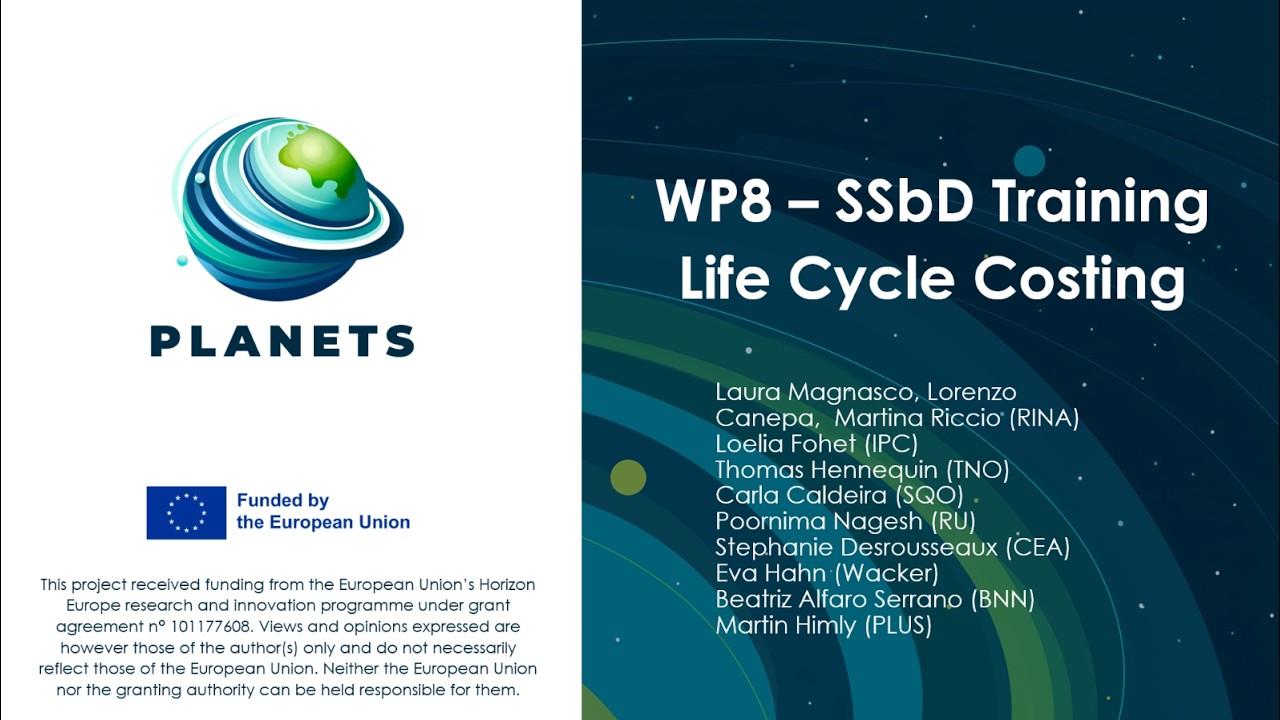 PLANETS SSbD Training on Life Cycle Costing (LCC)