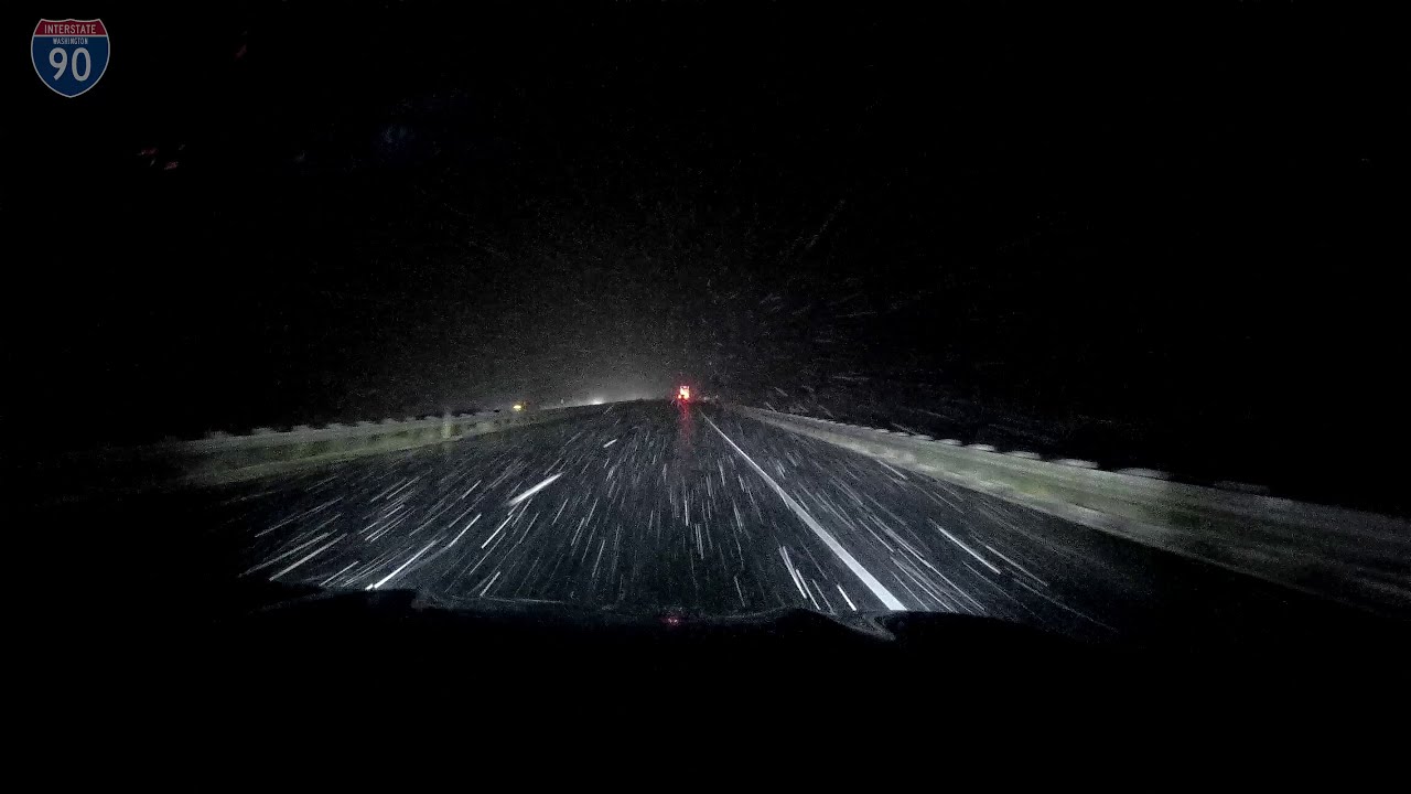 Driving From Post Falls, ID/Spokane, WA to Seattle/Tacoma Metro | Snowy Night Ride | 4K | Time Lapse
