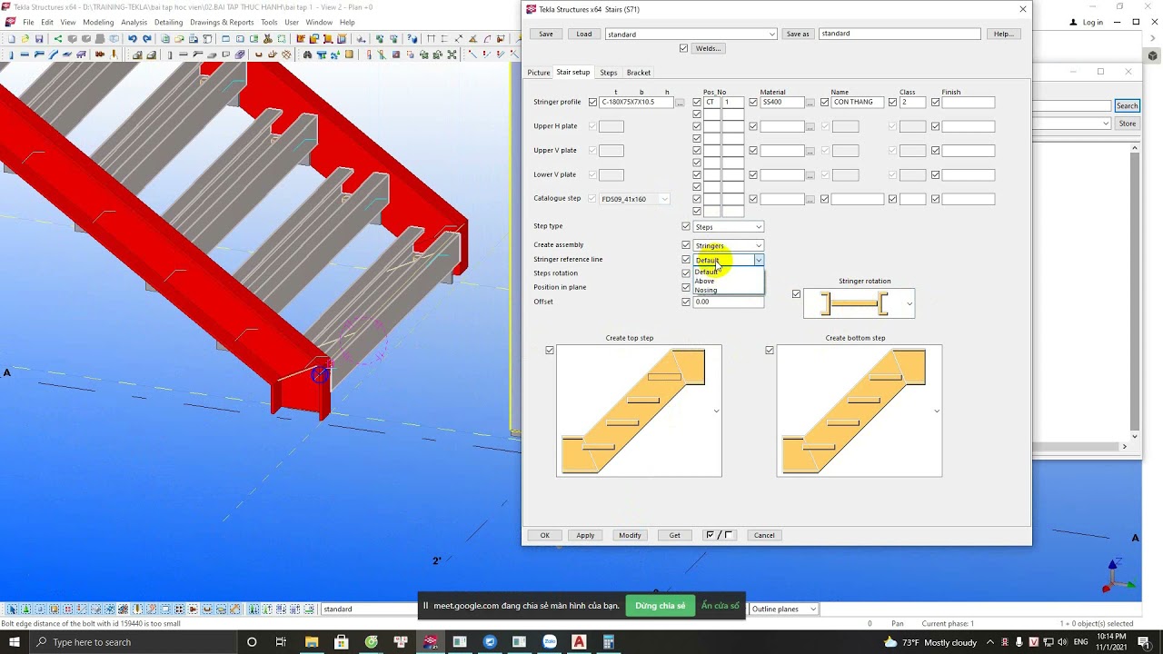 Tekla Hải Phòng | Bài 5: Vẽ cầu thang vế 1