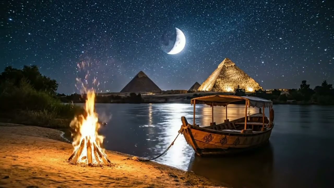 Relaxing Sleep Ambience: Moonlit Pyramids & Nile Sounds #meditation #beautiful #relax #sleep #calm