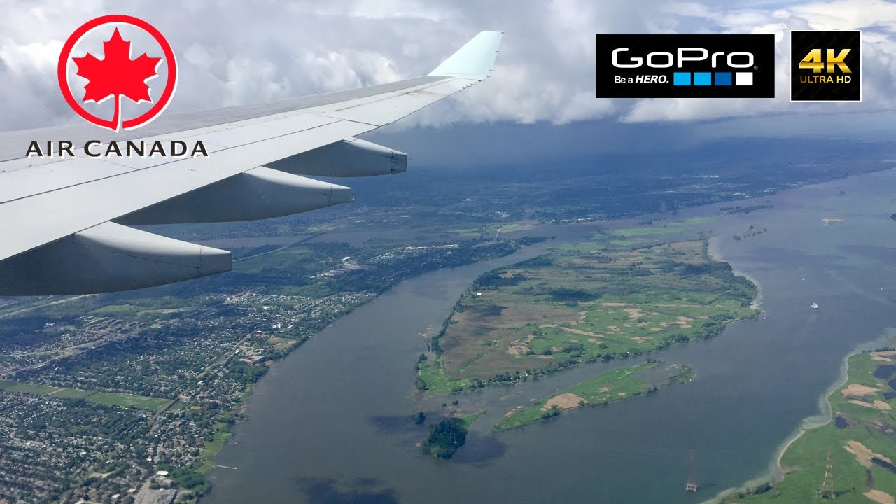 Atterrissage à Montréal – Landing at Montreal Intl Airport – Flight Air Canada Lyon-Montreal AC 877