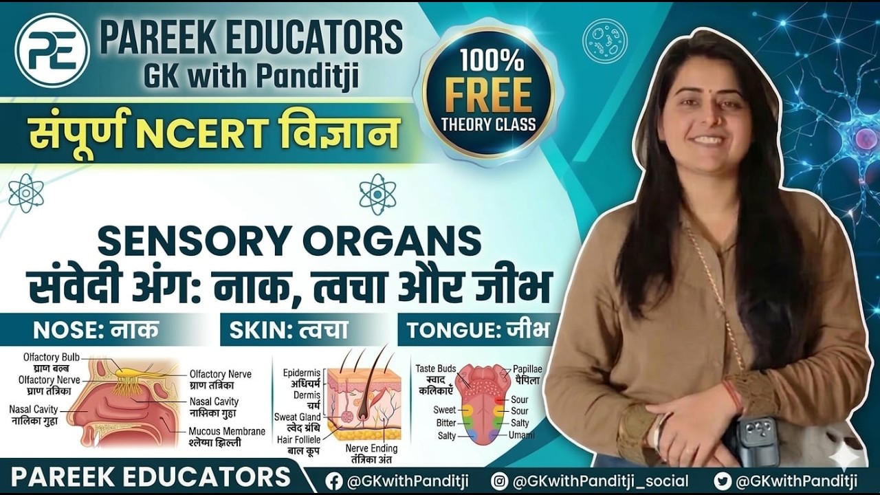 Sensory Organs (नाक, त्वचा, जीभ) | HSSC CET Group D Science | Haryana CET Mains Science Class