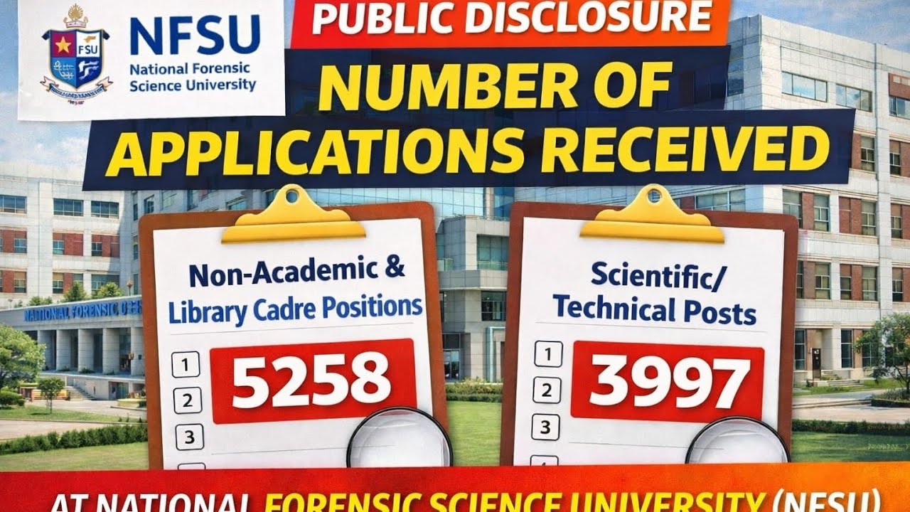 NFSU Public Disclosure 2026 📊No. of Applications Released | Account Cadre Syllabus & Exam Date Out⏰📝