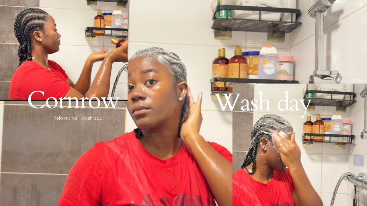 How I Wash My Cornrows Without Frizz | Clean Scalp & Shiny Hair Routine 💦