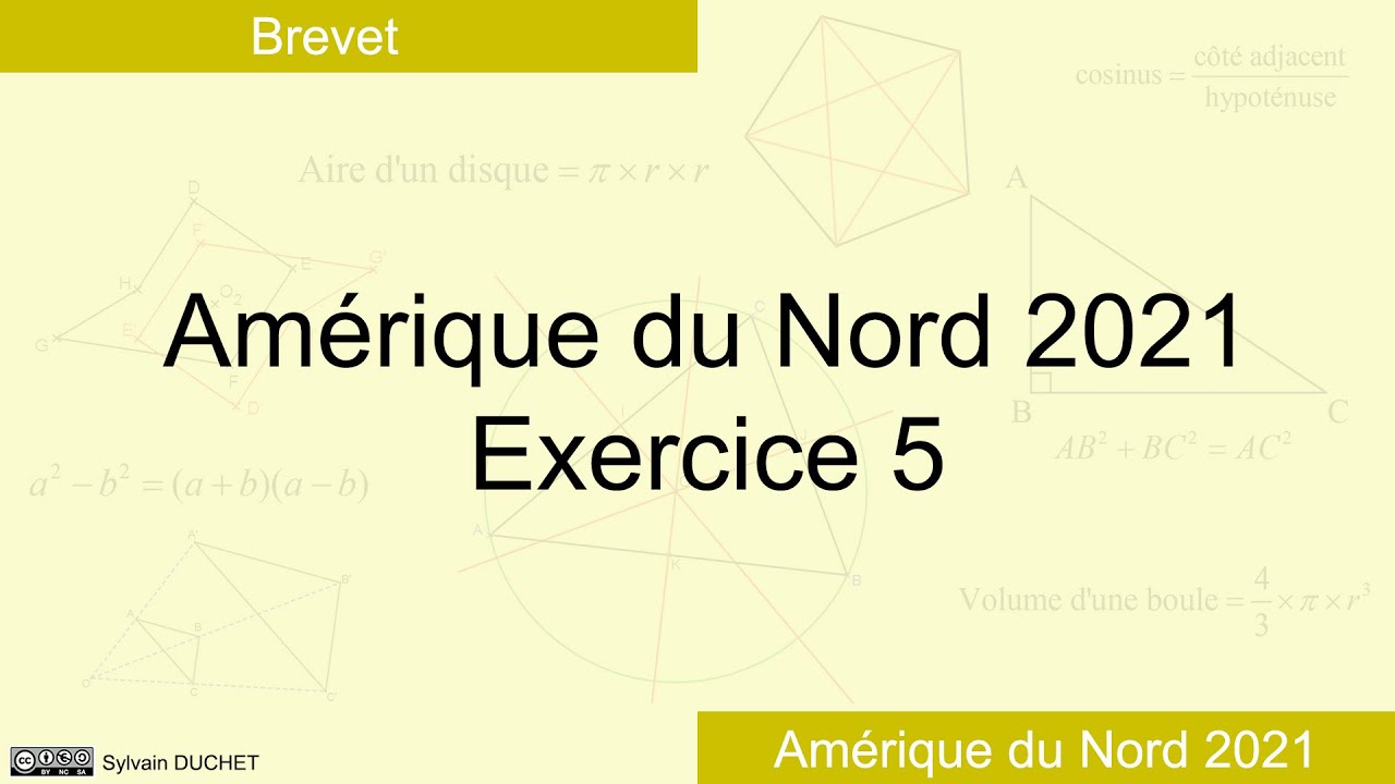 DNB maths Amérique du Nord 2021 - Exercice 5