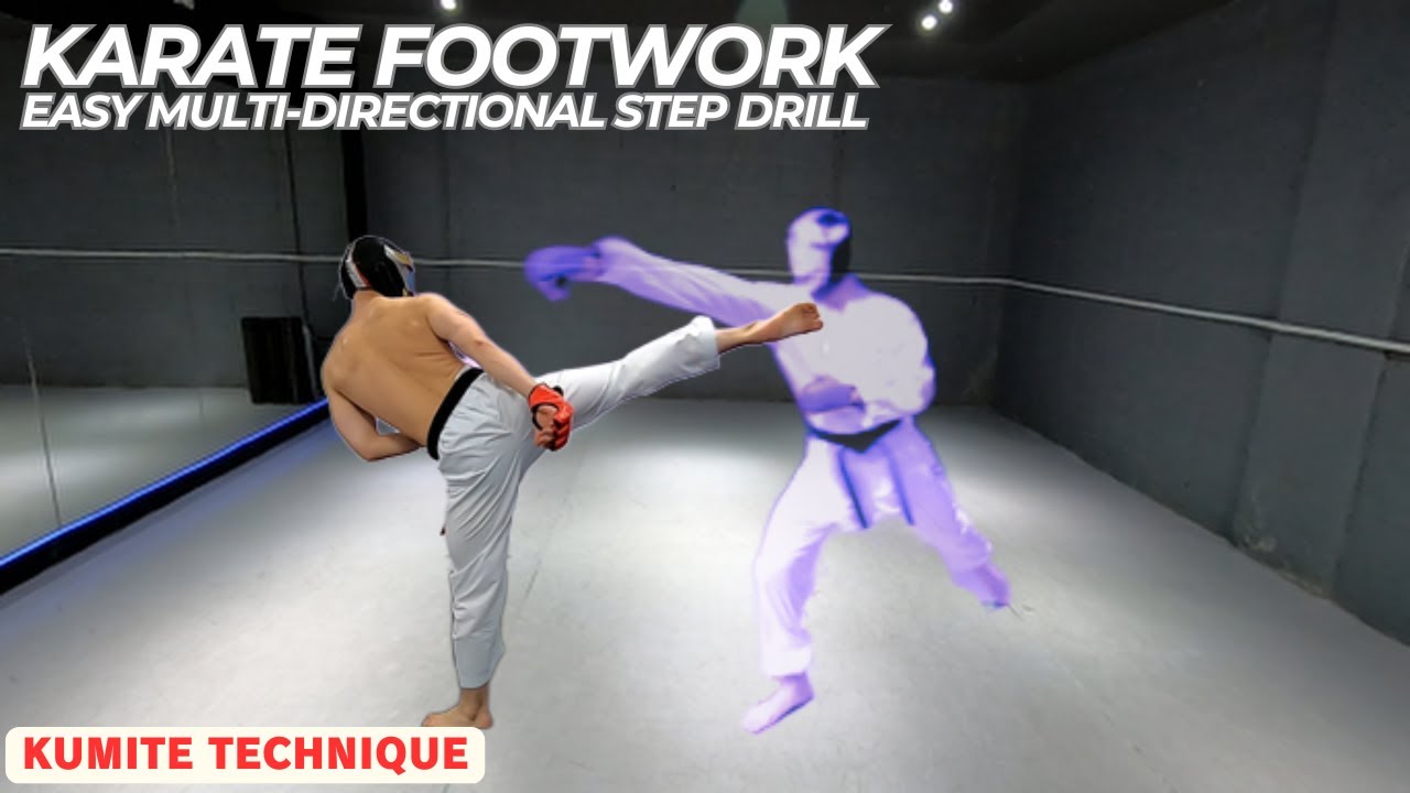 Karate easy multi-directional step drill/for beginner footwork with kizamitsuki or maegeri tutorial