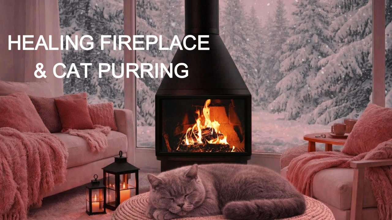 Deep Sleep Sounds | Healing Fireplace & Soft Cat Purring (No Music)