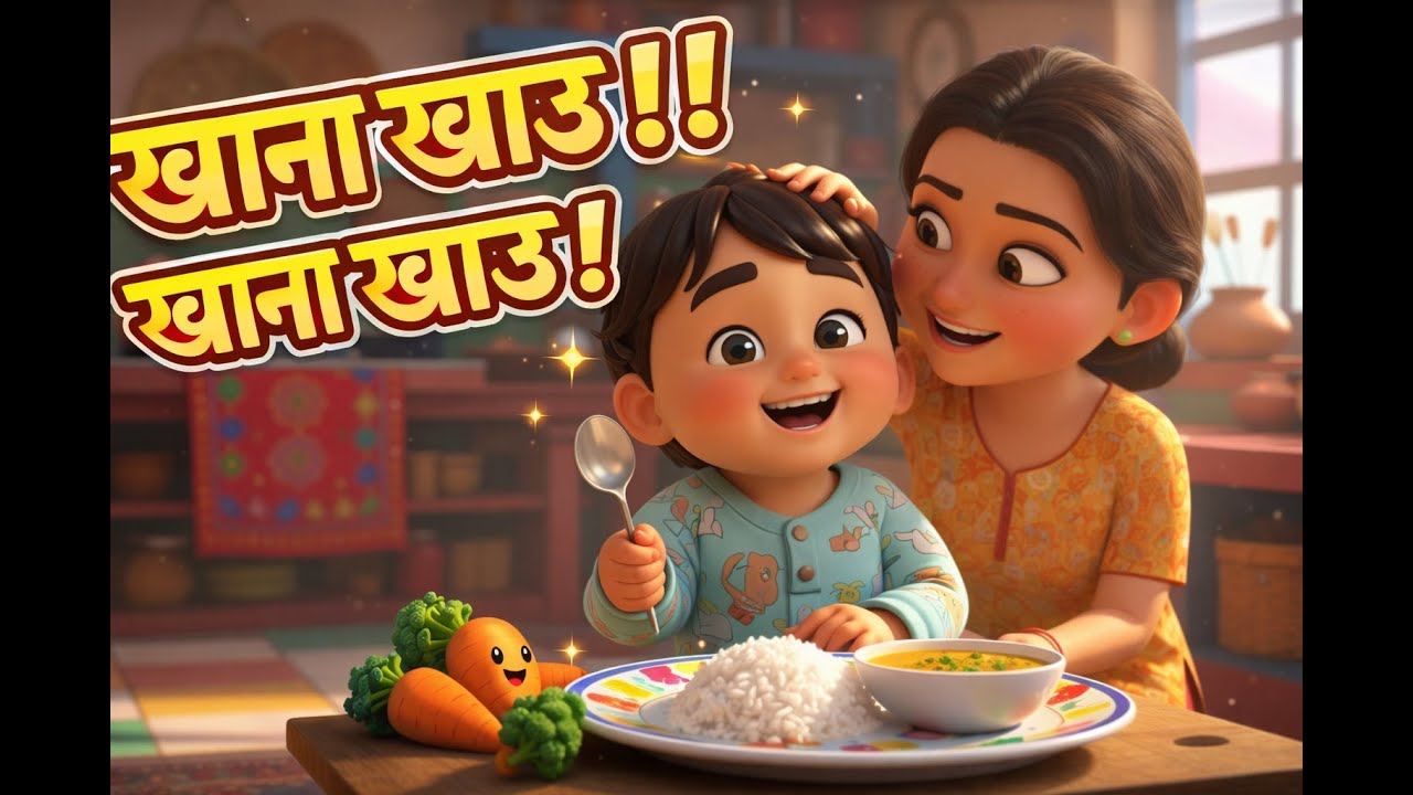 खाना खाउ!! खाना खाउ!! 🍚🥦 | Nepali Kids Food Song | Fun Eating Song